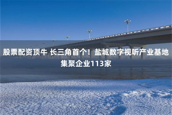 股票配资顶牛 长三角首个！盐城数字视听产业基地集聚企业113家