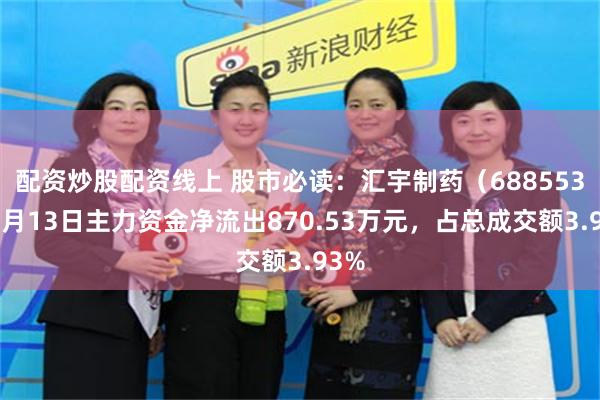 配资炒股配资线上 股市必读：汇宇制药（688553）8月13日主力资金净流出870.53万元，占总成交额3.93%