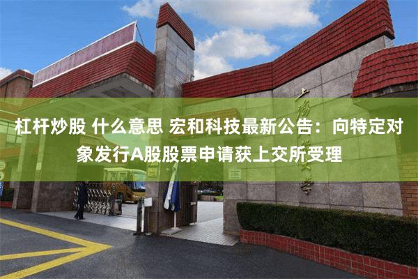 杠杆炒股 什么意思 宏和科技最新公告：向特定对象发行A股股票申请获上交所受理