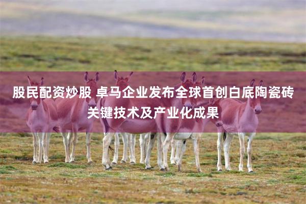 股民配资炒股 卓马企业发布全球首创白底陶瓷砖关键技术及产业化成果