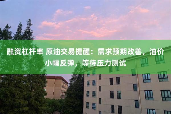 融资杠杆率 原油交易提醒：需求预期改善，油价小幅反弹，等待压力测试