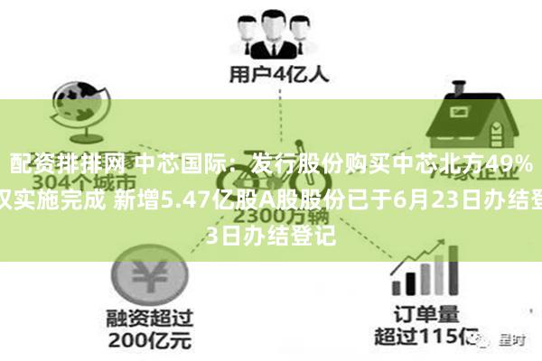 配资排排网 中芯国际:发行股份购买中芯北方49%股权实施完成 新增5.47亿股A股股份已于6月23日办结登记