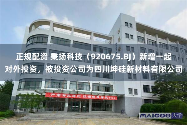 正规配资 秉扬科技(920675.BJ)新增一起对外投资,被投资公司为四川坤硅新材料有限公司