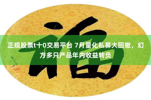 正规股票t十0交易平台 7月量化私募大回撤，幻方多只产品年内收益转负
