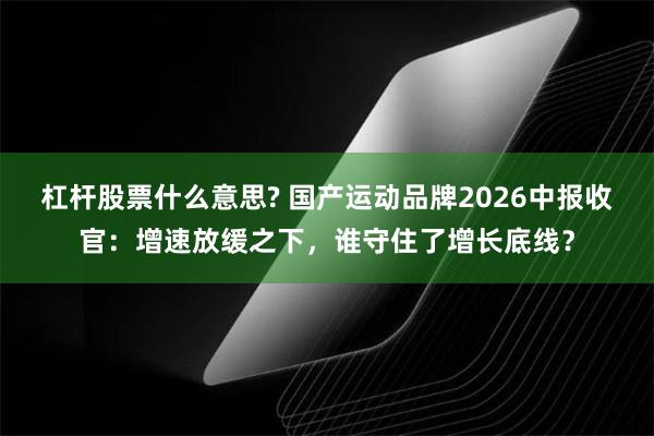 杠杆股票什么意思? 国产运动品牌2026中报收官：增速放缓之下，谁守住了增长底线？