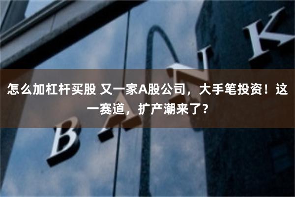 怎么加杠杆买股 又一家A股公司，大手笔投资！这一赛道，扩产潮来了？